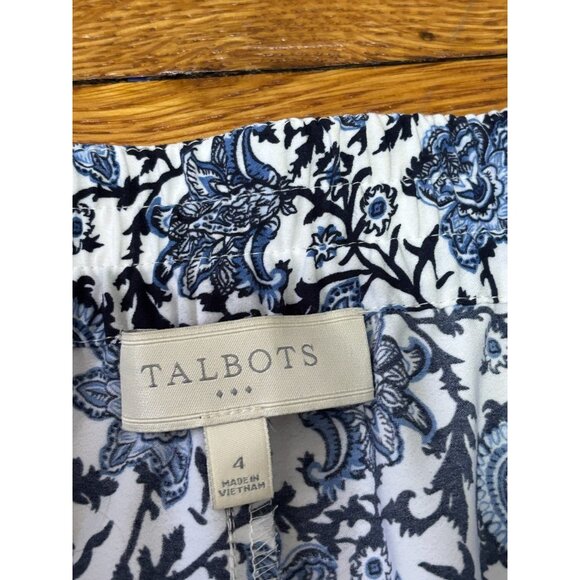 Talbots Womens Casual Pull on Pants Sz 4 Blue Paisley Lightweight Elastic Waist - Picture 4 of 6